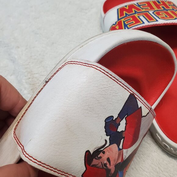 New Balance White Red Big League Chew Baseball Artsy Summer Fun Slides Sandals 9 - Picture 6 of 11